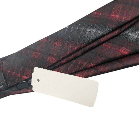 M151 Tie Plaid Slim Neck Tie New With tags red black gray - Picture 7 of 11